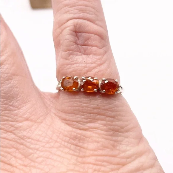 Size 6.5 Rare Orange Kyanite gemstones 925 Sterling Silver Ring - Picture 5 of 7